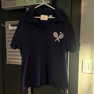 Women’s size Large Maeve by Anthropologie Blouse. Tennis emblem.